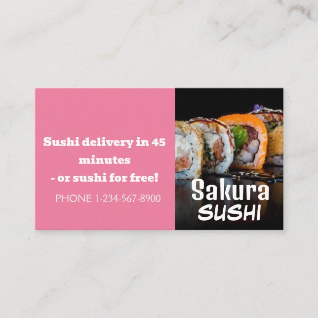 Tarjeta De Visita Oferta de venta de descuento por entrega de sushi (Anverso)