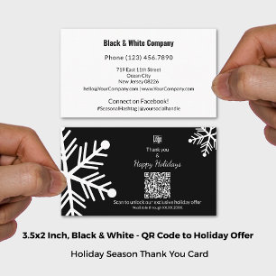 Tarjeta De Visita Oferta exclusiva QR de vacaciones en blanco y negr