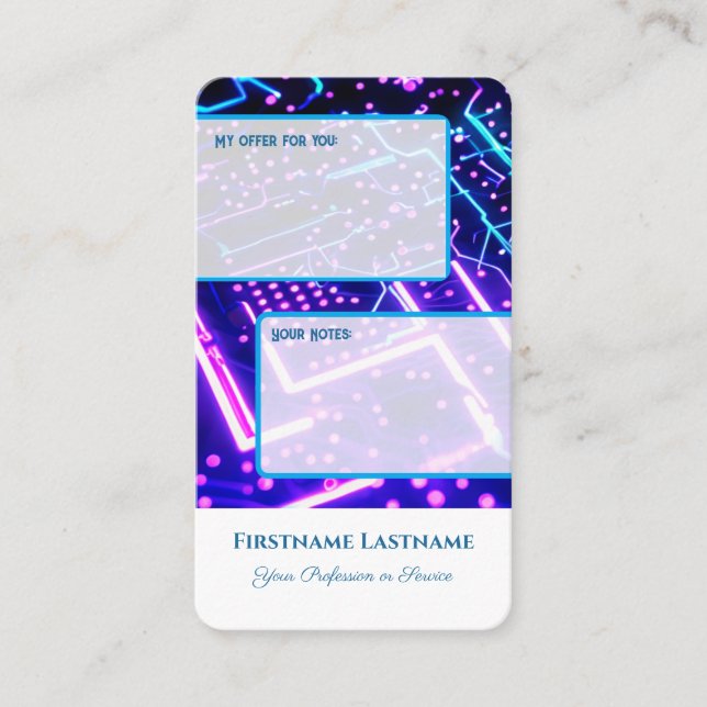 Tarjeta De Visita Oferta personal interactiva y notas del cliente (Anverso)