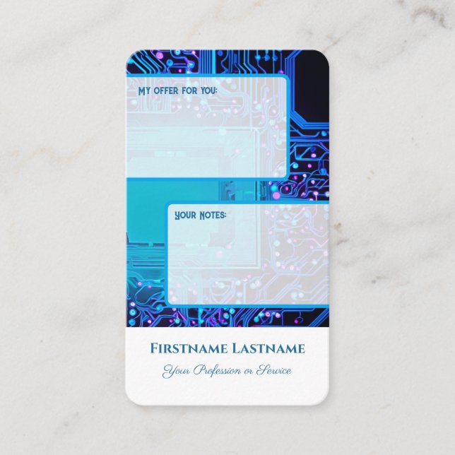 Tarjeta De Visita Oferta personal interactiva y notas del cliente (Anverso)