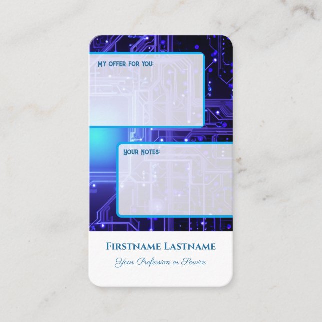 Tarjeta De Visita Oferta personal interactiva y notas del cliente (Anverso)