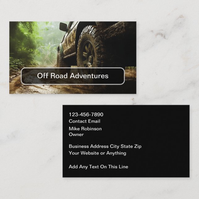 Tarjeta De Visita Off Road Adventures Truck Business Cards (Anverso / Reverso)