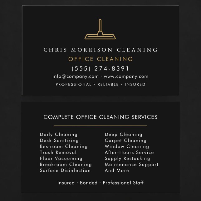Tarjeta De Visita Office Cleaning Professional Black Gold (Subido por el creador)