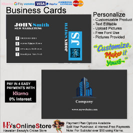 Tarjeta De Visita Office Modern Business Trendy Logo Black Blue