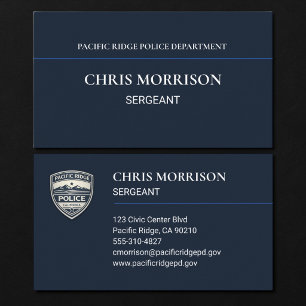 Tarjeta De Visita Oficial de Policía Azul Marino