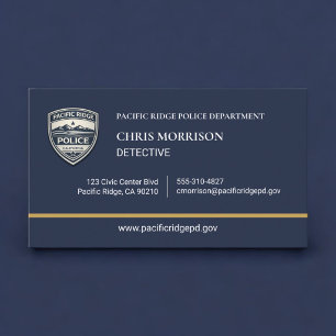 Tarjeta De Visita Oficial de Policía Azul Marino Dorado