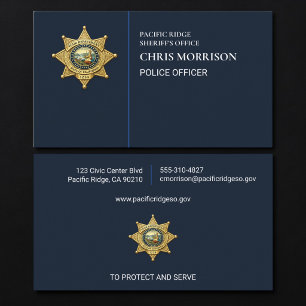 Tarjeta De Visita Oficial de Policía Cumplimiento de la Ley Azul Mar