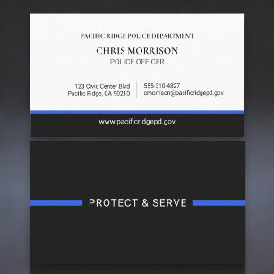 Tarjeta De Visita Oficial de policía Cumplimiento de la ley Línea az