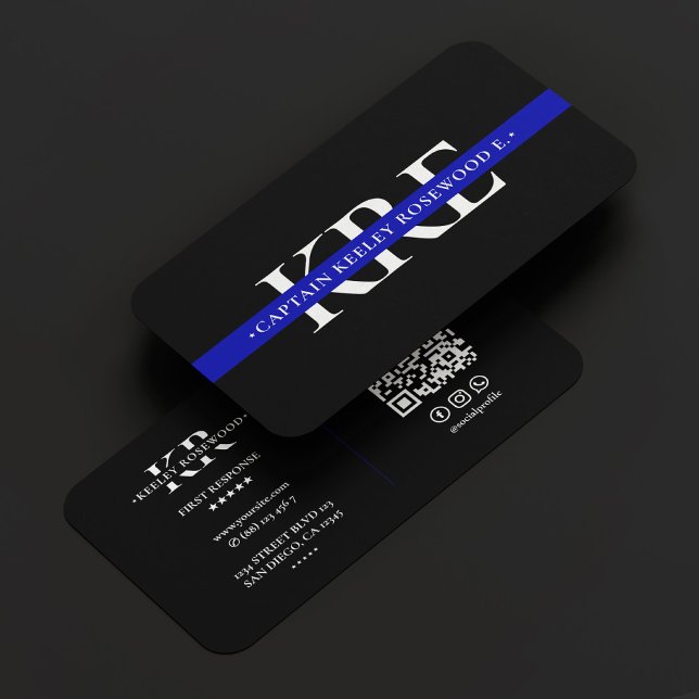 Tarjeta De Visita Oficial de policía de la línea azul delgada (Thin Blue Line Law Police Officer Modern Business Card
)