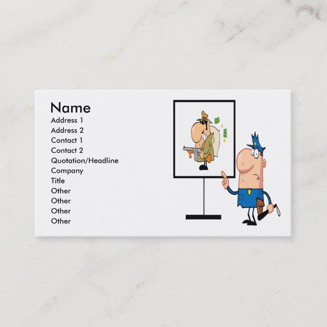 Tarjeta De Visita oficial de policía gracioso mostrando al sospechos (Anverso)