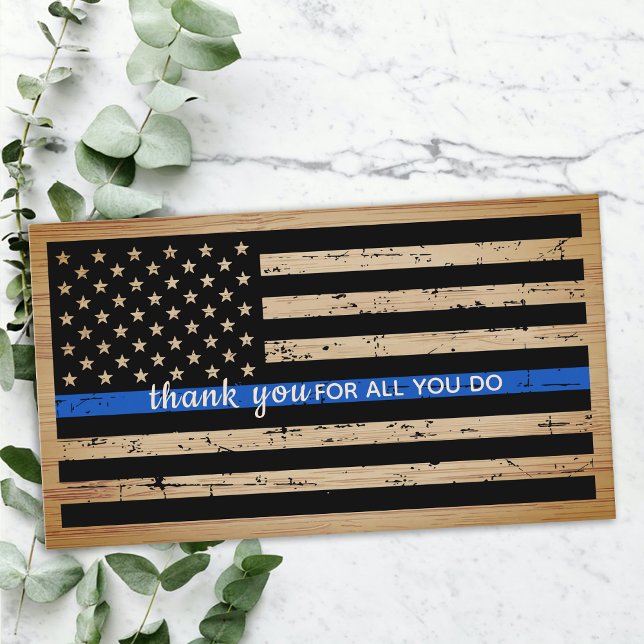 Tarjeta De Visita Oficial de policía Rustic Thin Blue Line Gracias (Subido por el creador)
