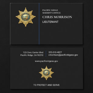 Tarjeta De Visita Oficial de policía teniente Cumplimiento de la ley