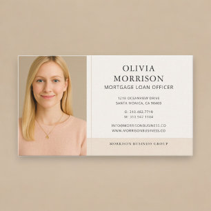 Tarjeta De Visita Oficial de Préstamo Hipotecario Foto Beige Neutral
