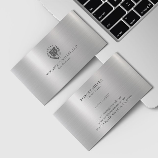Tarjeta De Visita Oficina de Derecho Profesional Moderno Plata metál (Subido por el creador)