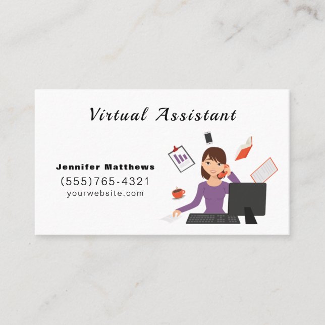 Tarjeta De Visita Oficina de Personalizado virtual de asistente virt (Anverso)