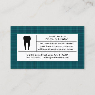 Tarjeta De Visita oficina dental de la tela escocesa