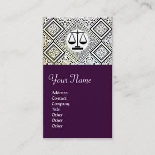 Tarjeta De Visita OFICINA JURÍDICA, ABOGADO DAMASK morado