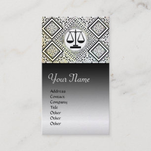 Tarjeta De Visita OFICINA JURÍDICA,ATTORNEY DAMASK Black White Pearl