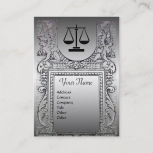 Tarjeta De Visita OFICINA JURÍDICA, ATTORNEY Monogram Platinum