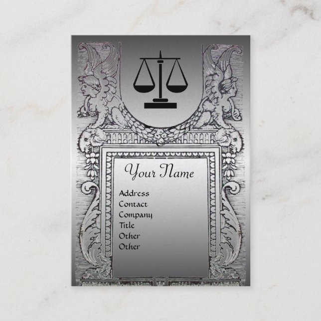 Tarjeta De Visita OFICINA JURÍDICA, ATTORNEY Monogram Platinum (Anverso)