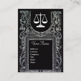 Tarjeta De Visita OFICINA JURÍDICA, ATTORNEY Monograma Black White P