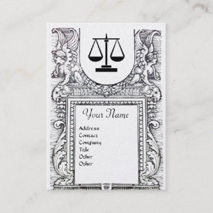 Tarjeta De Visita OFICINA JURÍDICA, ATTORNEY Monograma Black White P