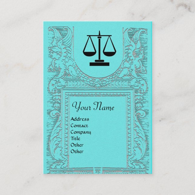 Tarjeta De Visita OFICINA JURÍDICA, FISCAL 2 Monograma, azul (Anverso)