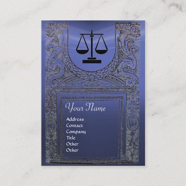 Tarjeta De Visita OFICINA JURÍDICA, FISCAL Monograma, azul (Anverso)