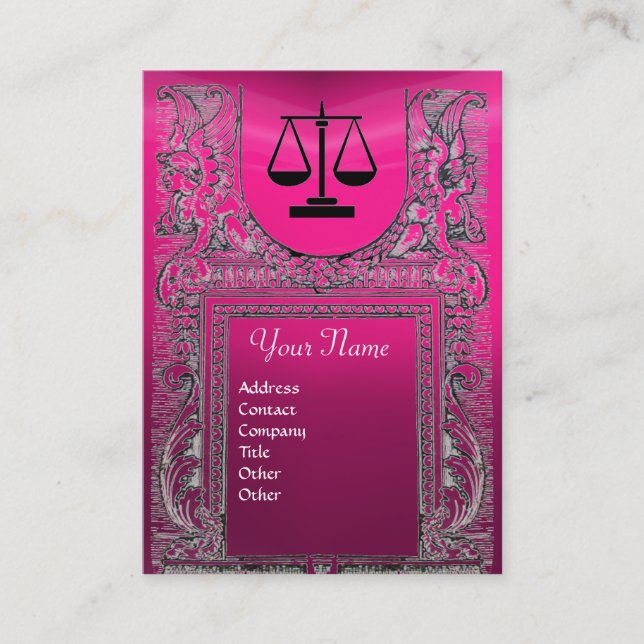 Tarjeta De Visita OFICINA JURÍDICA, FISCAL Monograma, rosa (Anverso)