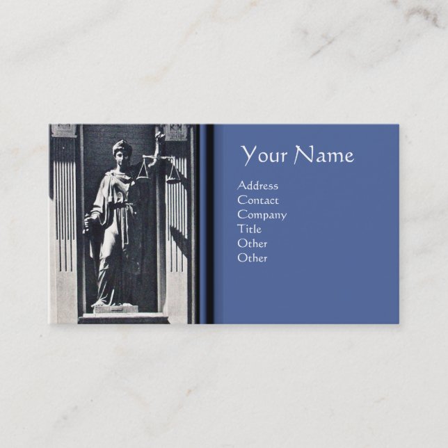 Tarjeta De Visita OFICINA JURÍDICA JUSTICIA, ABOGADO Topaz Monograma (Anverso)