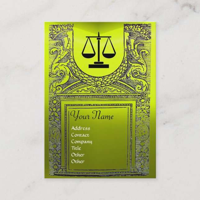 Tarjeta De Visita OFICINA JURÍDICA, OTORNEO Monograma amarillo (Anverso)
