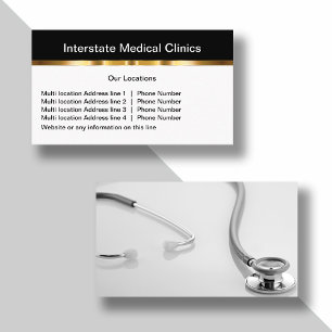 Tarjeta De Visita Oficina Médica de Ubicación Múltiple Clásica