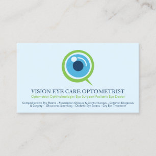 Tarjeta De Visita Oftalmólogo especialista en ojos optometrista azul