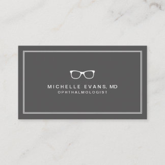 Tarjeta De Visita Oftalmólogo Gris y Anteojos blancos
