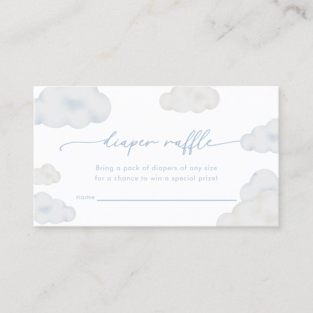 Tarjeta De Visita Oh Baby Blue Cloud Baby Shower Diaper Raffle Card (Anverso)