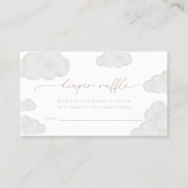 Tarjeta De Visita Oh bebé Beige Cloud Baby Shower Diaper Raffle Card (Anverso)