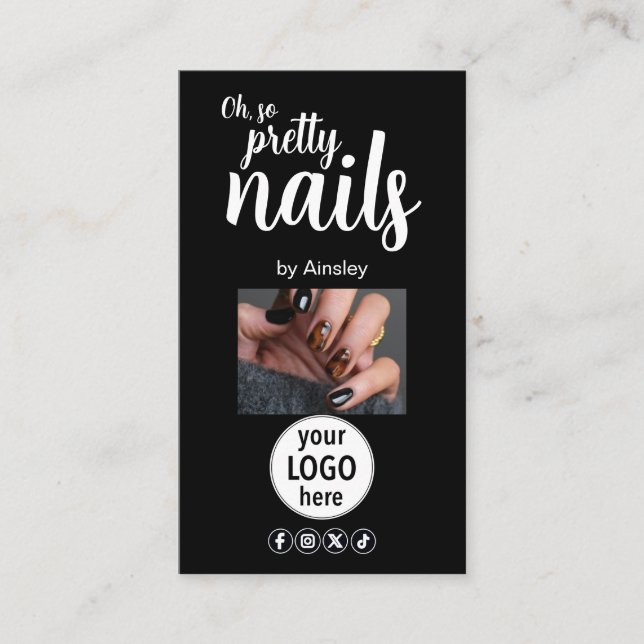 Tarjeta De Visita Oh So Pretty Nails Logo QR Code Social (Anverso)