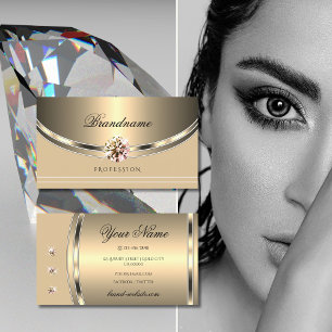 Tarjeta De Visita Ojo capturando el Pastel de Oro Beige con diamante