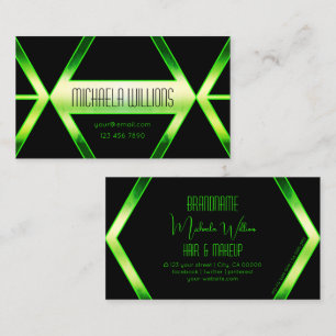 Tarjeta De Visita Ojo capturando geométrico negro con verde brillant