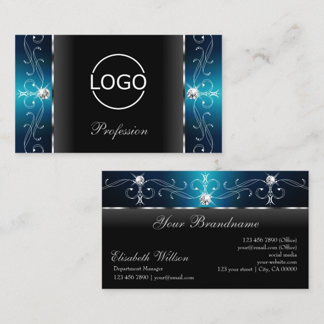 Tarjeta De Visita Ojo capturando joyas de contrabando Verde azuladas (Anverso / Reverso)