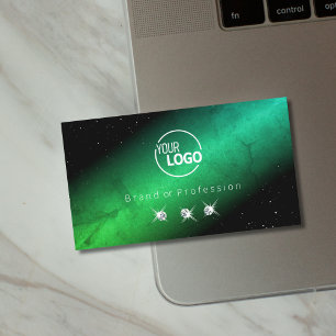 Tarjeta De Visita Ojo capturando joyas Verde azuladas negras con log