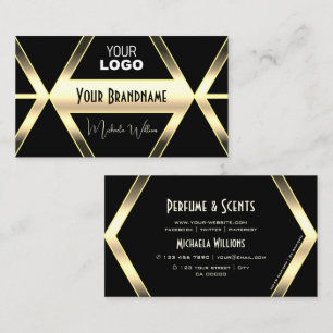 Tarjeta De Visita Ojo capturando luz negra dorado con logo elegante