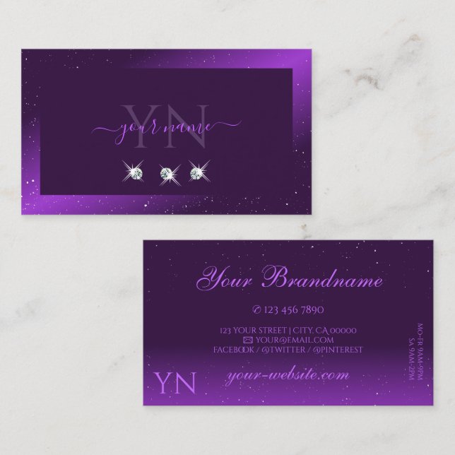 Tarjeta De Visita Ojo Capturando Monograma Morado Oscuro Espuma Diam (Anverso / Reverso)