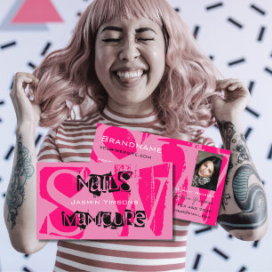 Tarjeta De Visita Ojo capturando negro rosado con foto Monograma mod