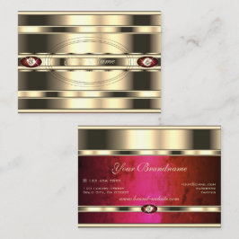 Tarjeta De Visita Ojo capturando oro con mármol rojo y diamantes