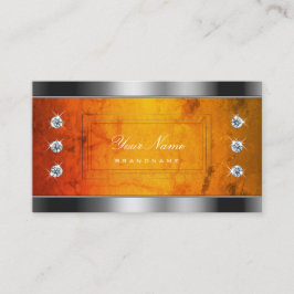 Tarjeta De Visita Ojo capturando plata con patrón de mármol Naranja