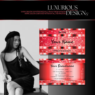 Tarjeta De Visita Ojo Capturando Ruby Red Purpurina Estrellas De Chi