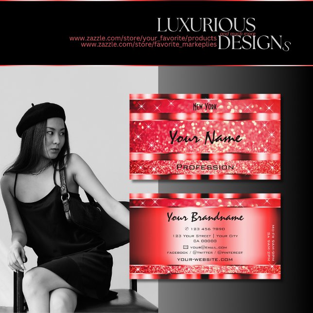 Tarjeta De Visita Ojo Capturando Ruby Red Purpurina Estrellas De Chi (Subido por el creador)