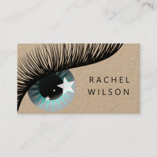 Tarjeta De Visita ojo con estrellas diseño rústico kraft eyelash a