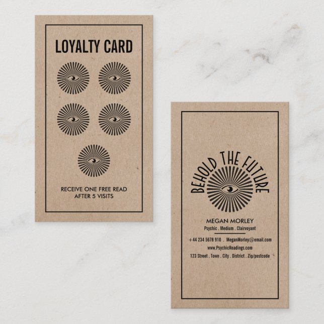 Tarjeta De Visita Ojo de la Providencia, lealtad de lectura psíquica (Anverso / Reverso)